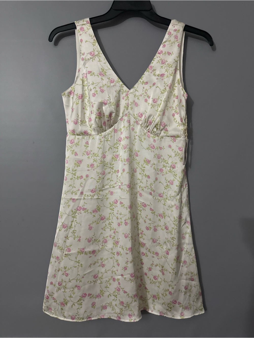 Floral V-Neck Slip Dress in Cream and Pink